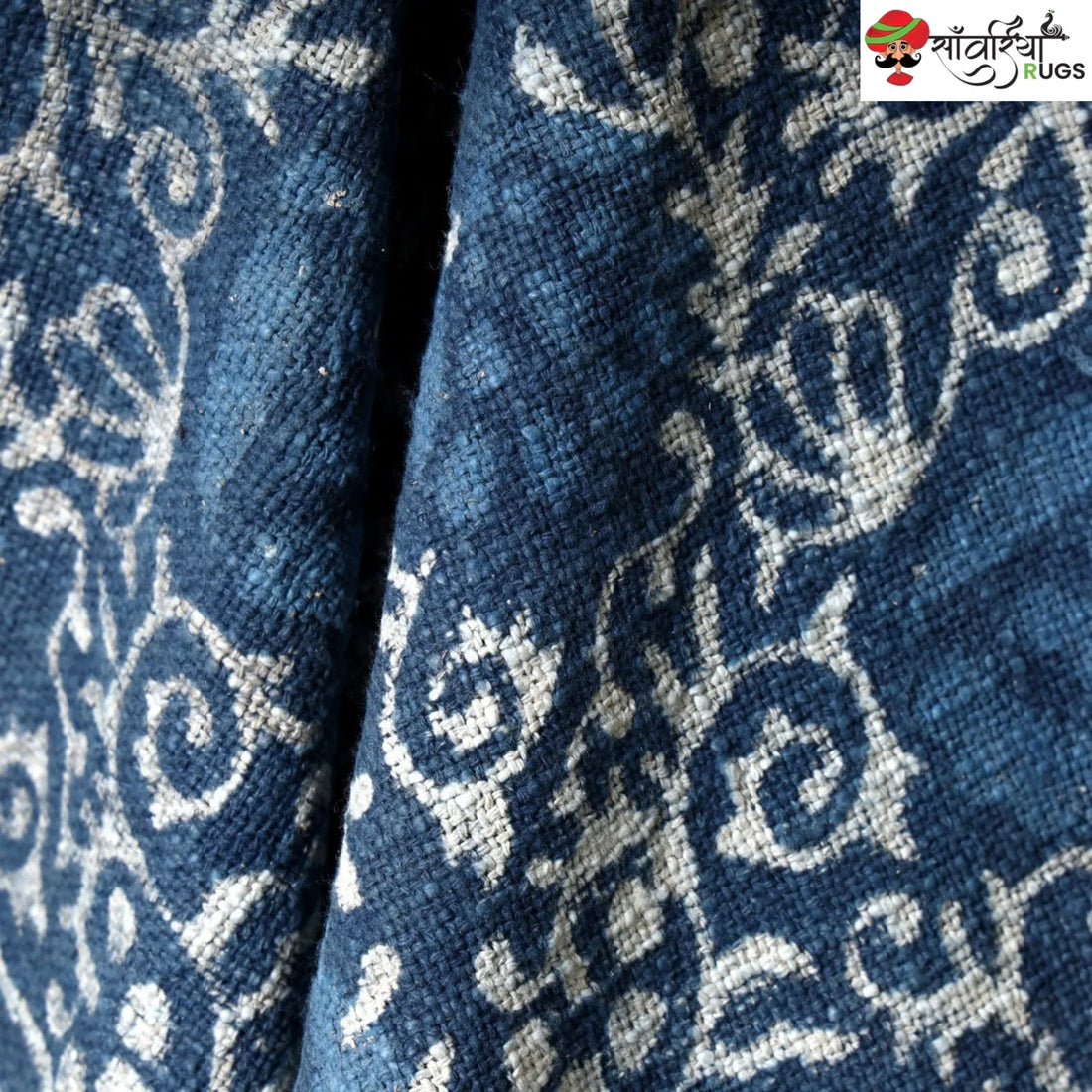 Cotton hand block print throw blanket with geometric design