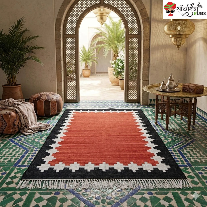 Handwoven Kilim Wool Cotton Rug for Modern & Tribal Interiors