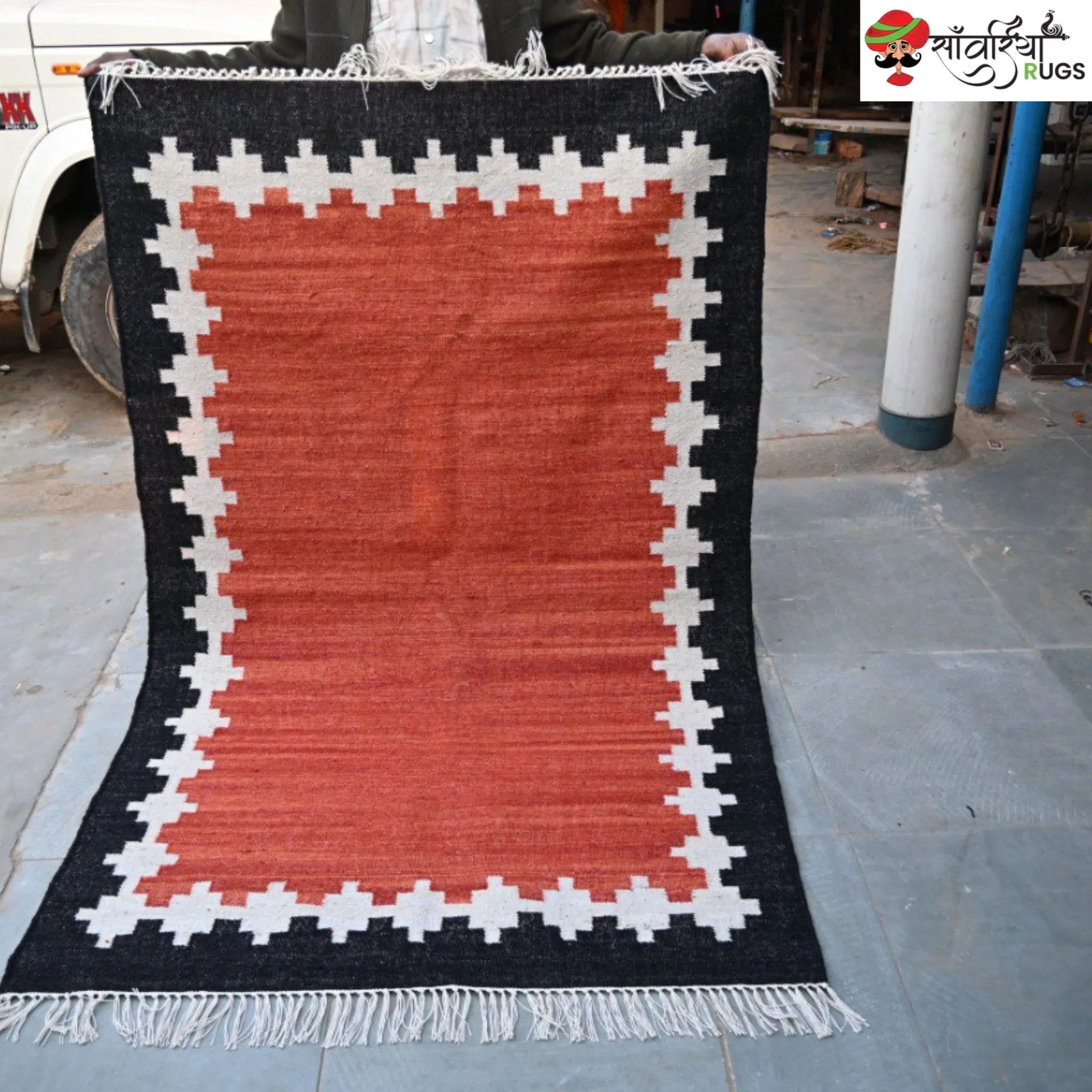Handwoven Kilim Wool Cotton Rug for Modern & Tribal Interiors