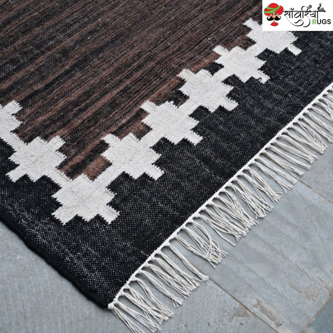 Handwoven Kilim Wool Cotton Rug for Modern & Tribal Interiors
