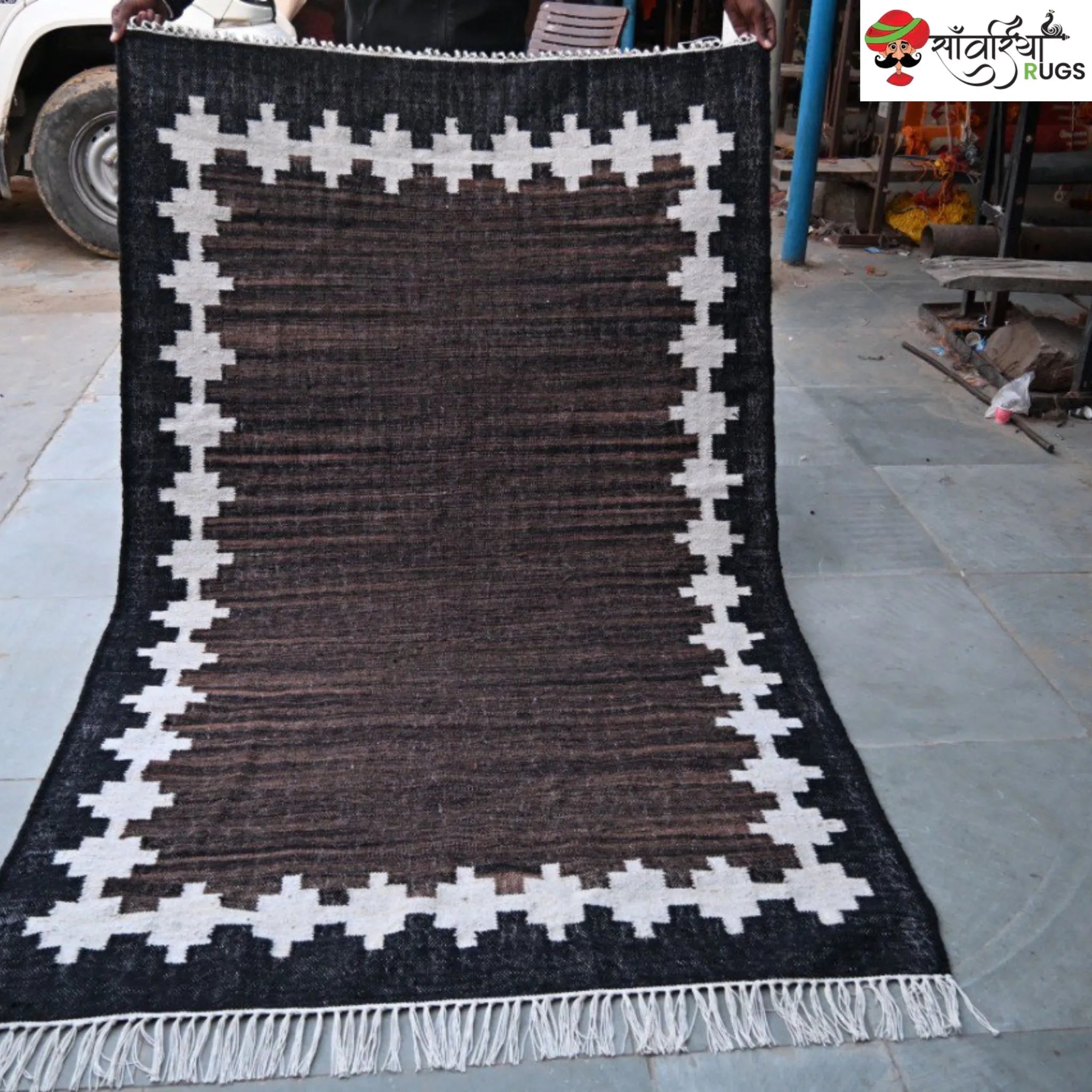 Handwoven Kilim Wool Cotton Rug for Modern & Tribal Interiors