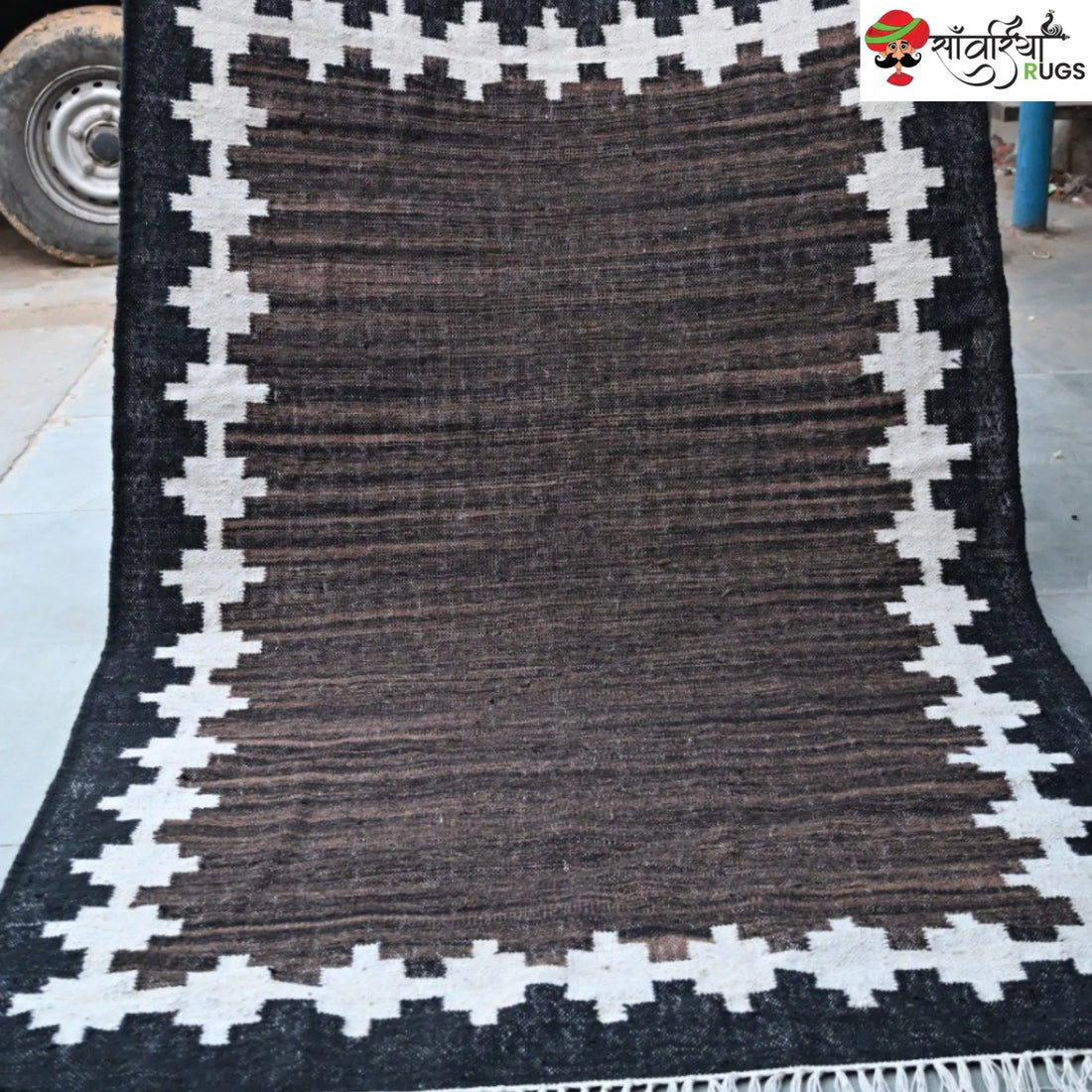 Handwoven Kilim Wool Cotton Rug for Modern & Tribal Interiors