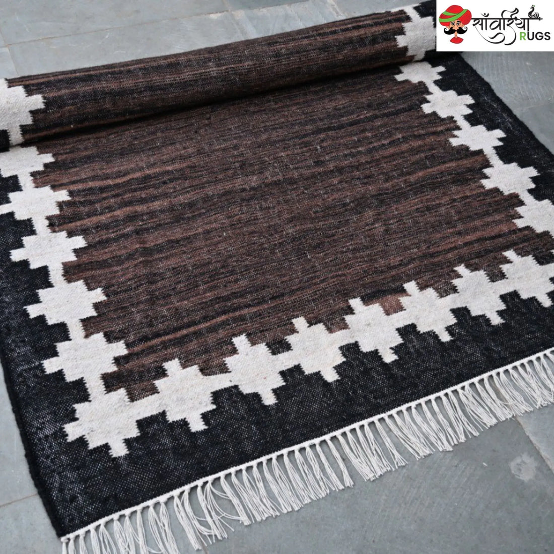 Handwoven Kilim Wool Cotton Rug for Modern & Tribal Interiors