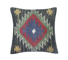 Colorful Handmade Wool And Jute Kilim Cushion Cover