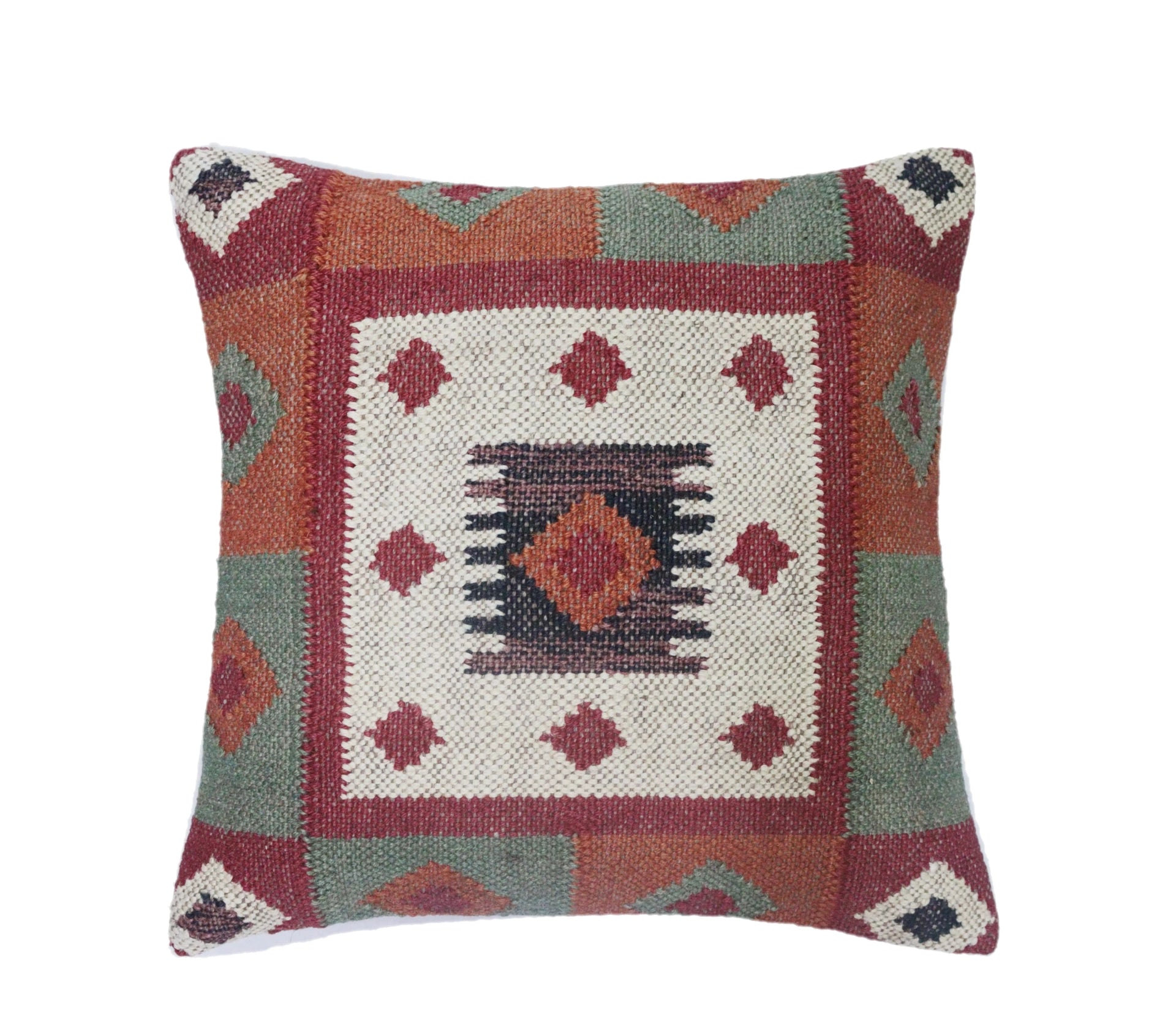 Colorful Handmade Wool And Jute Kilim Cushion Cover